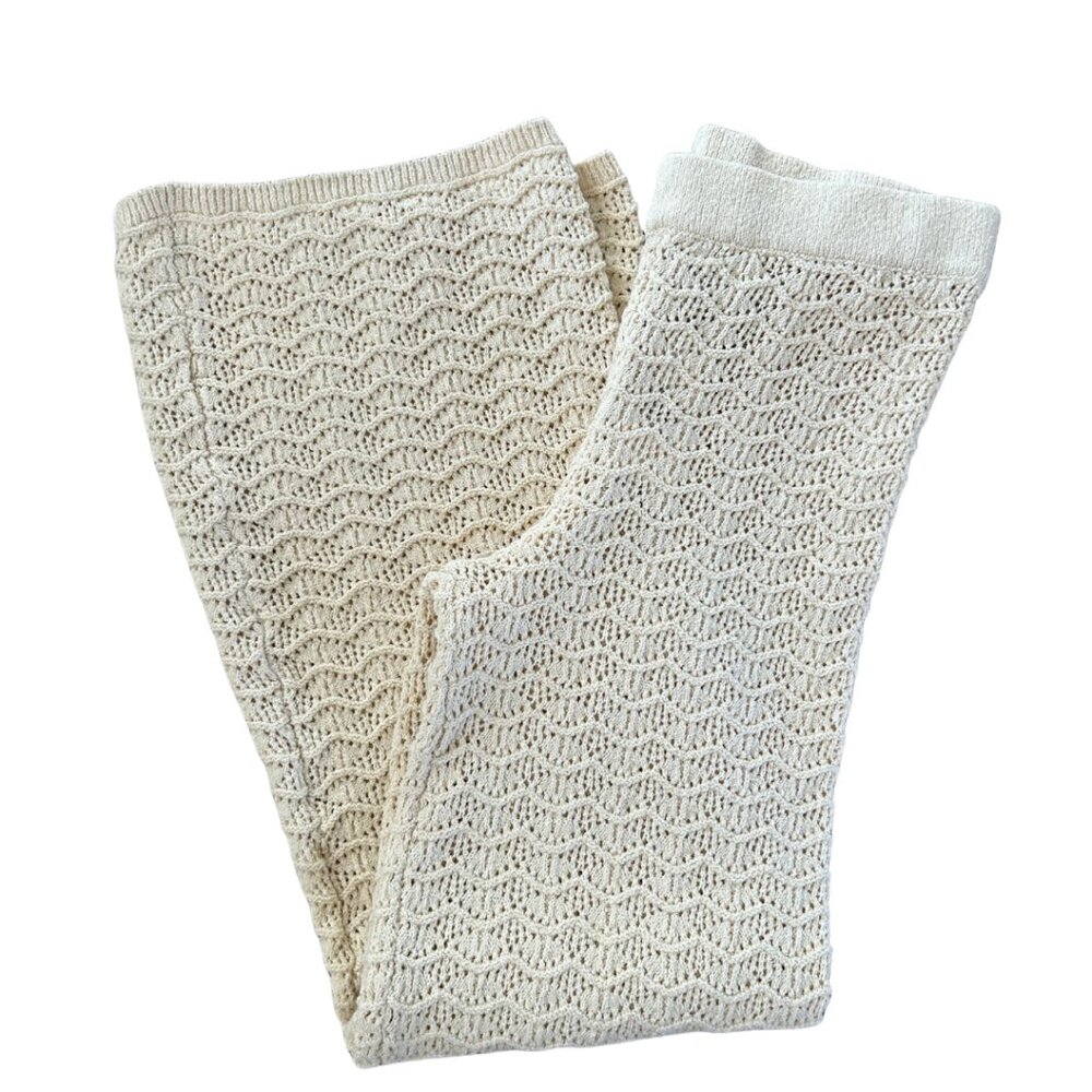 NWT Mango wide leg crochet beach pants in light beige